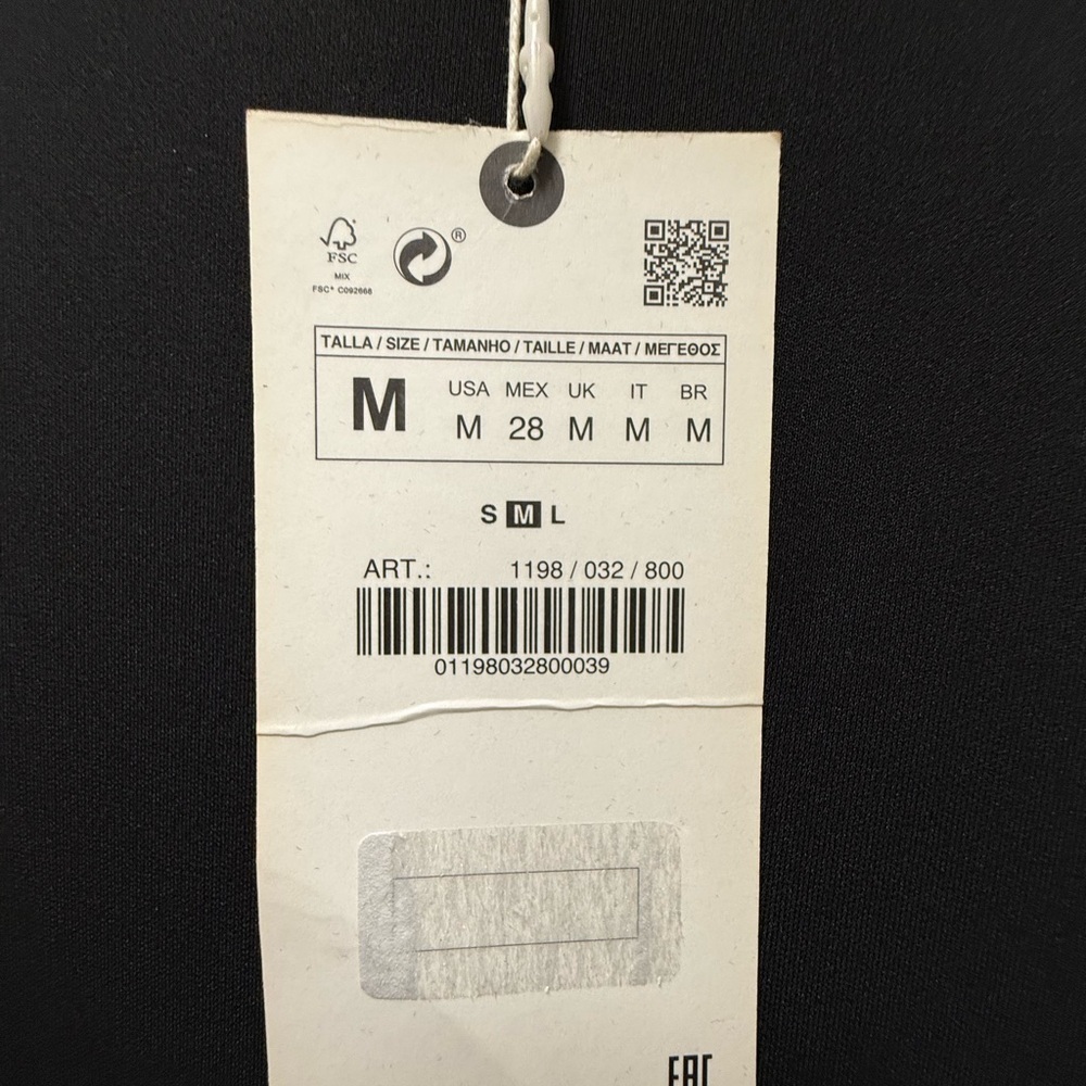 ZARA Black Midi Dress Ruffle Slit Asymmetrical Medium - Picture 3 of 5